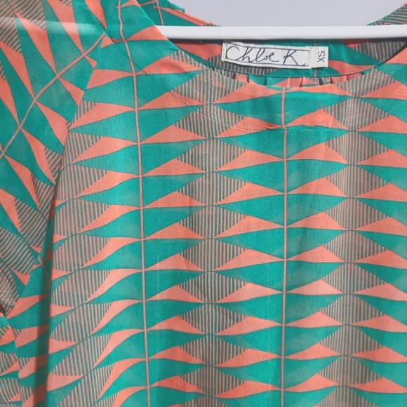 Chloe K geometric print sheer top XS - Picture 5 of 6